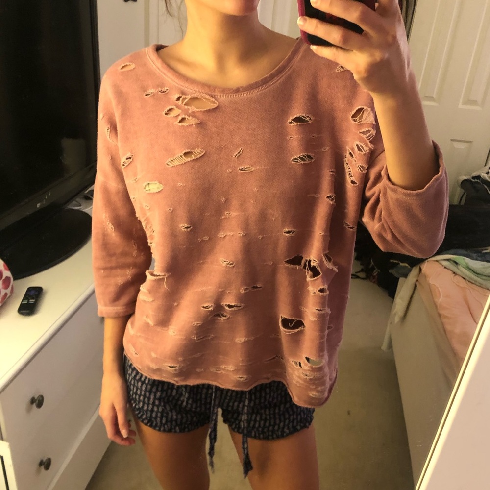 American Eagle cropped sleeve crewneck